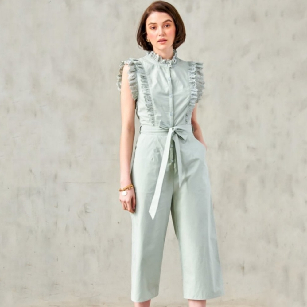 Eyelet ruffle detail Jumpsuit
